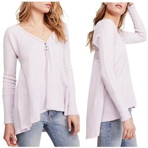 We The Free Waffle Knit Oversized Top Pink Lavender XS Boho